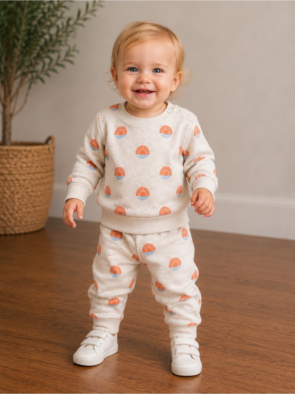 Tucker + Tate • NWT Baby Cream Sweatshirt and Jogger Set with Orange Sun Motif